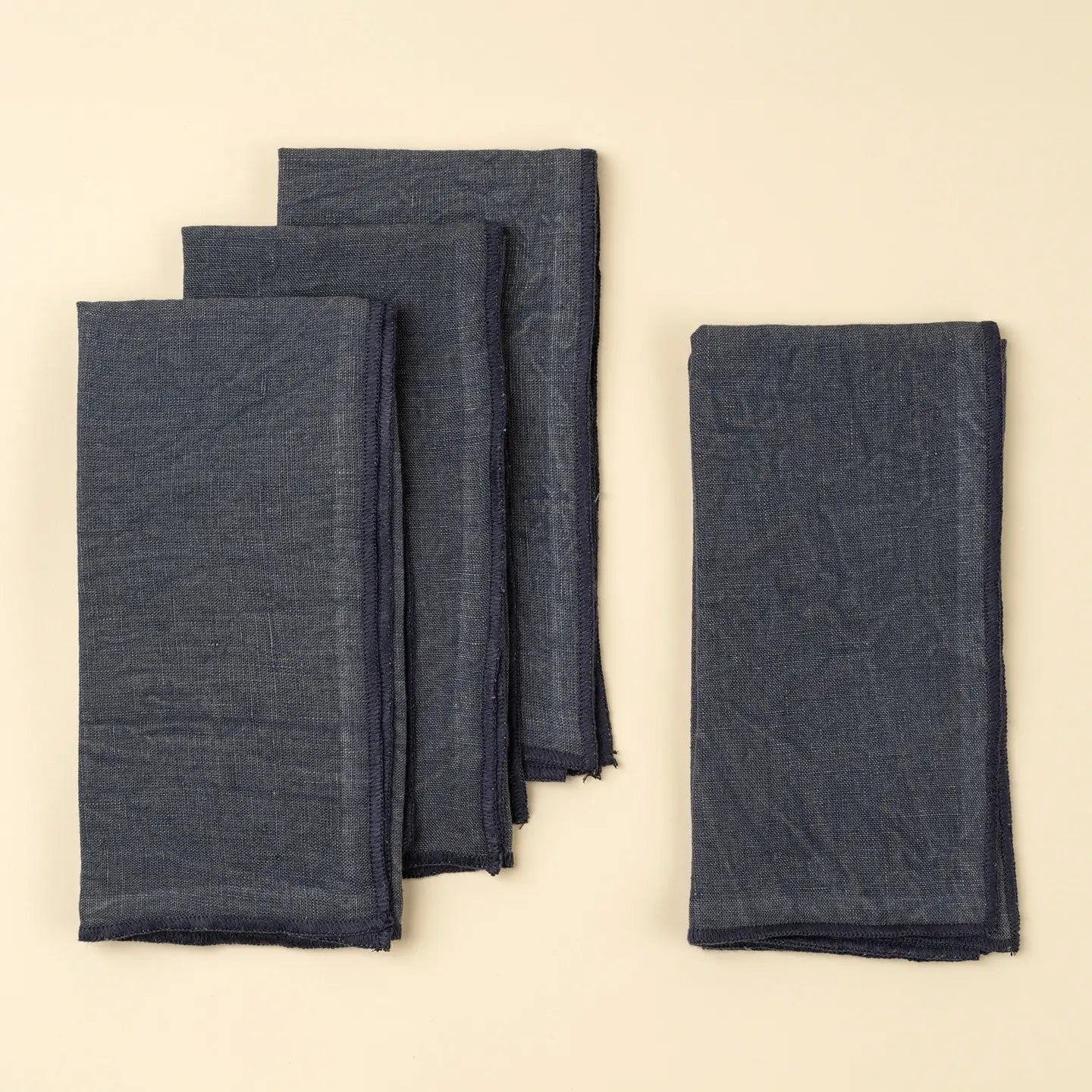 Stonewashed Linen Napkins S/4, Navy Blue