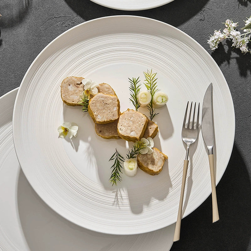Minimalist Line Pattern Ceramic Dinner Plate – 7.5" / 10.5" / 13" /