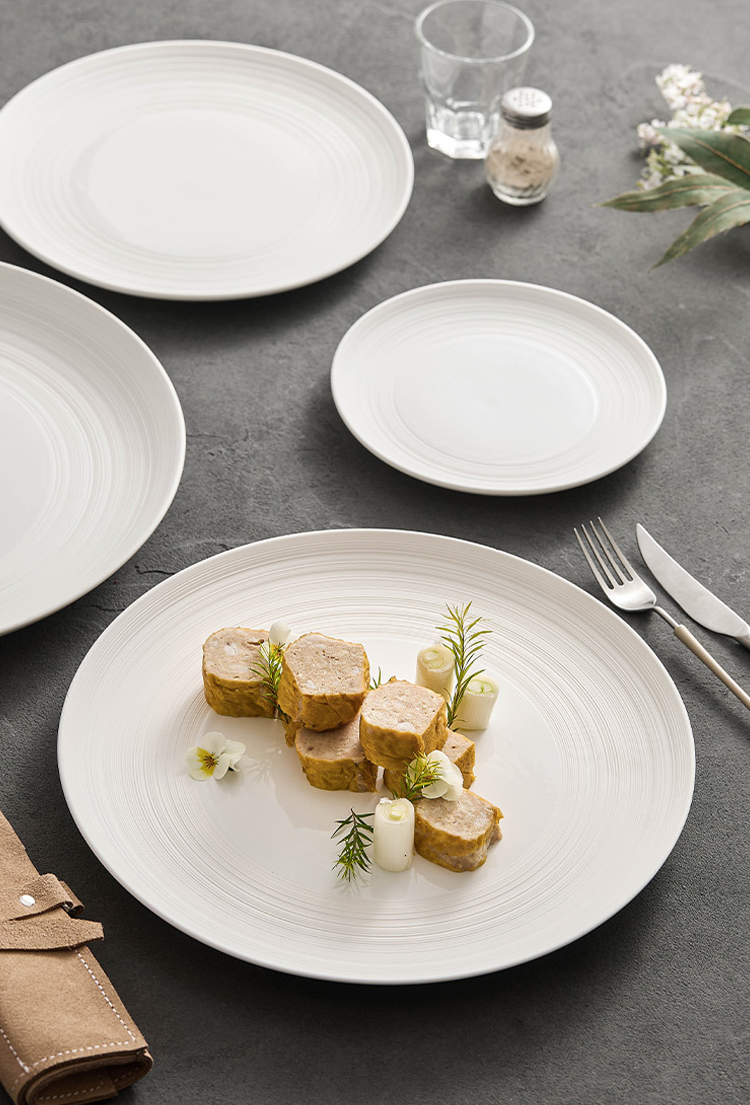 Minimalist Line Pattern Ceramic Dinner Plate – 7.5" / 10.5" / 13" /