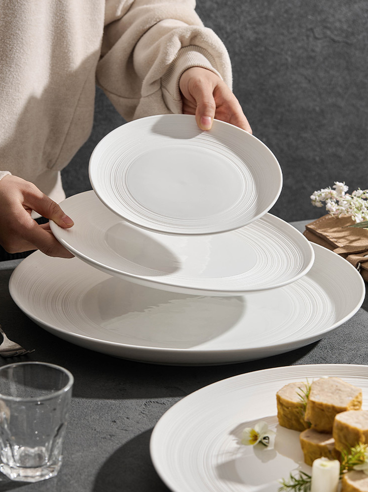 Minimalist Line Pattern Ceramic Dinner Plate – 7.5" / 10.5" / 13" /
