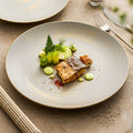 Matte Glazed Ceramic Dinner Plate with Gold Detailing – Available in
