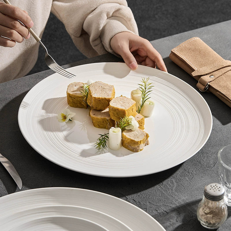 Minimalist Line Pattern Ceramic Dinner Plate – 7.5" / 10.5" / 13" /