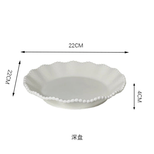 Ceramic Pearl Glaze Plates and Bowls Set Practical Breakfast Tableware