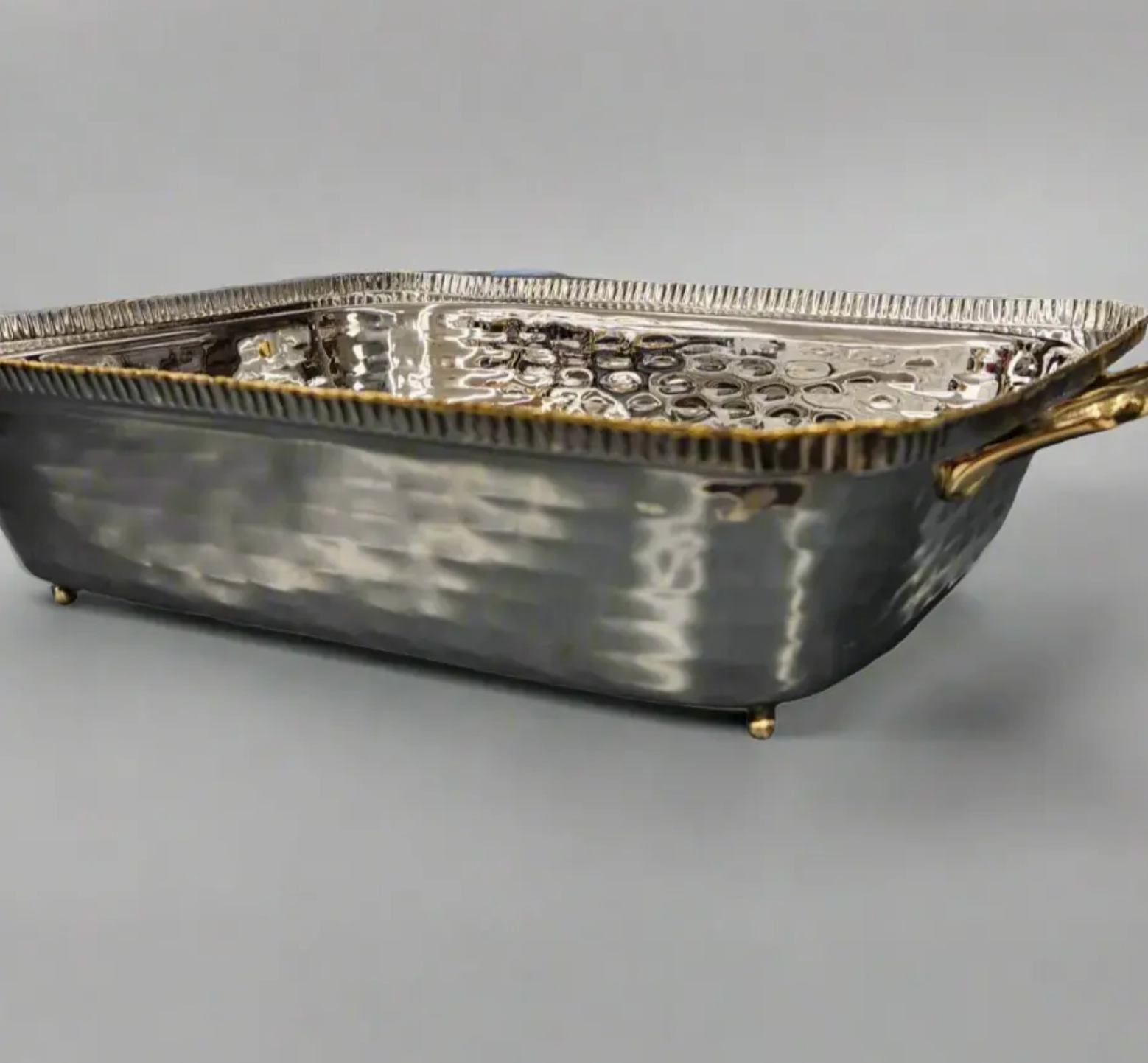 TAJ Designs 9x13 Hammered Pan Holder with Gold Accent