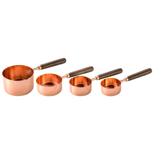 Vintage Brass and Wood Measuring Cup Set