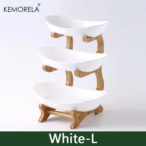 Bamboo serving stand with removable bowls