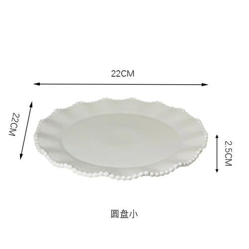 Ceramic Pearl Glaze Plates and Bowls Set Practical Breakfast Tableware