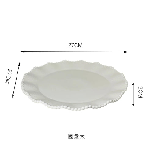 Ceramic Pearl Glaze Plates and Bowls Set Practical Breakfast Tableware