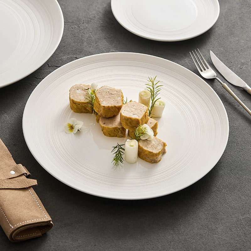 Minimalist Line Pattern Ceramic Dinner Plate – 7.5" / 10.5" / 13" /